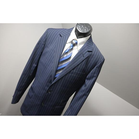 Baroni Super 150"s Striped Jacket Blazer 100% Wool 2 Button Mens Sz 41 L - Picture 3 of 12